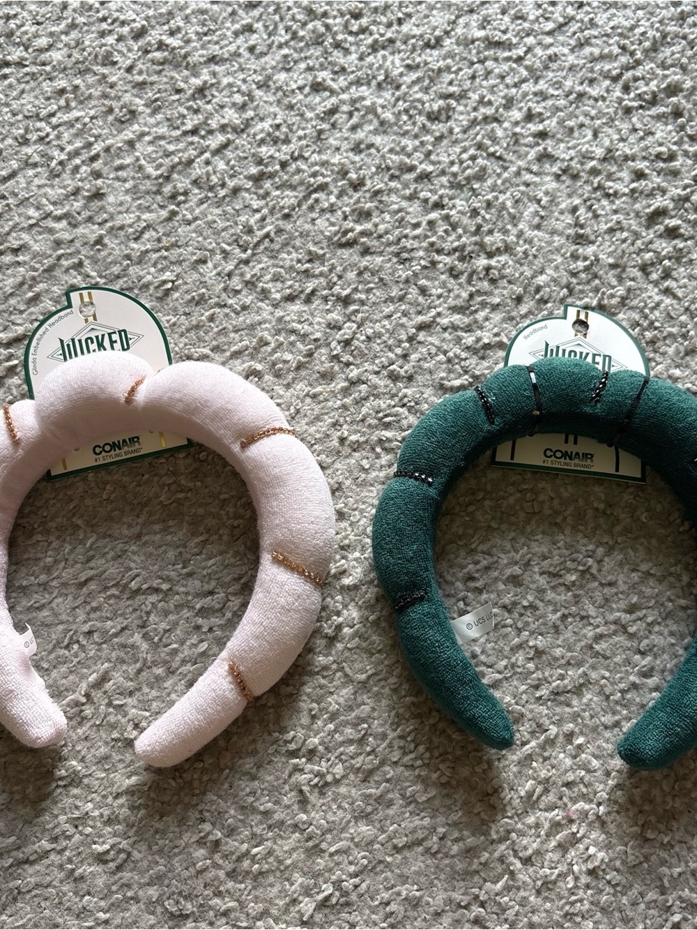 Wicked Conair Padded Headband — Pink Dark Green Set NEW Elphaba Glinda